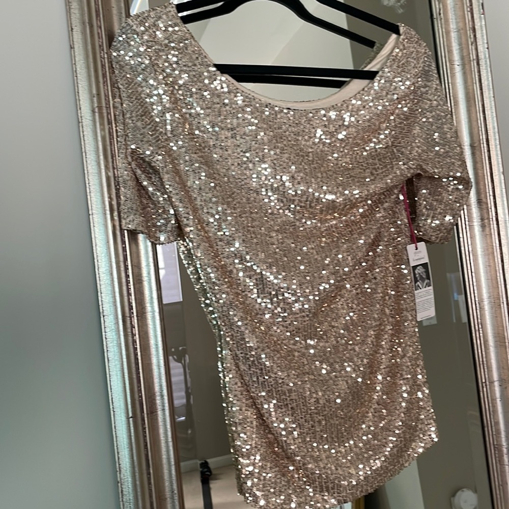 Gibson x hi Sugarplum  Scoop Back Lumiere Ballet Top Champagne Gold NWT